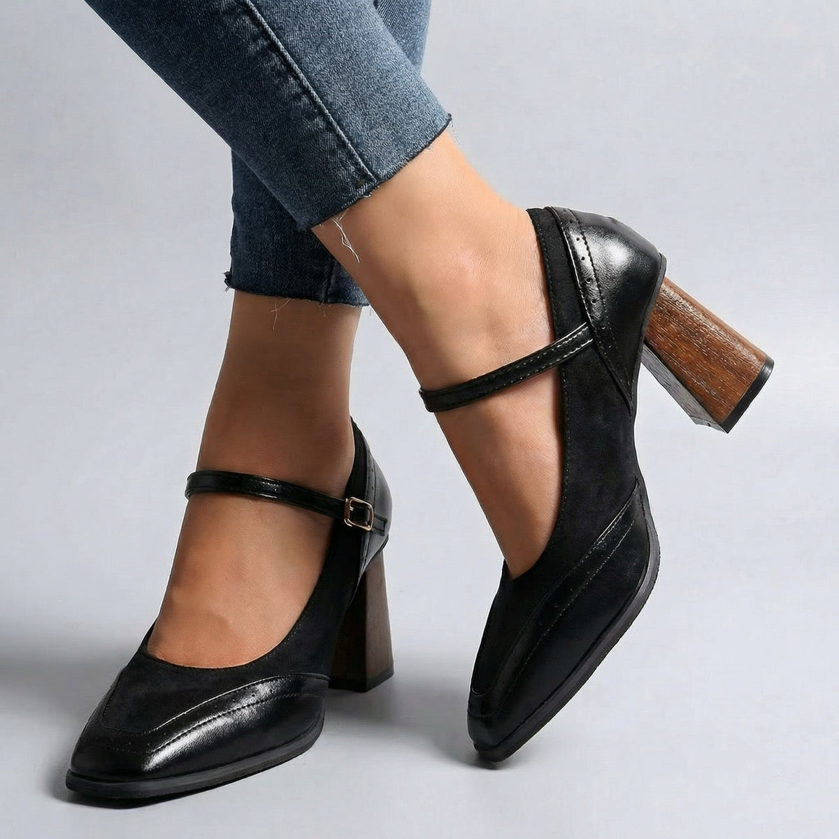 Women's Mary Jane | Square Toe Block Heel Buckle Strap