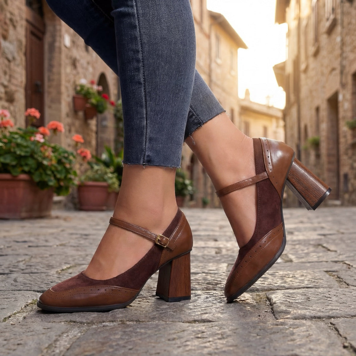 Women's Mary Jane | Square Toe Block Heel Buckle Strap