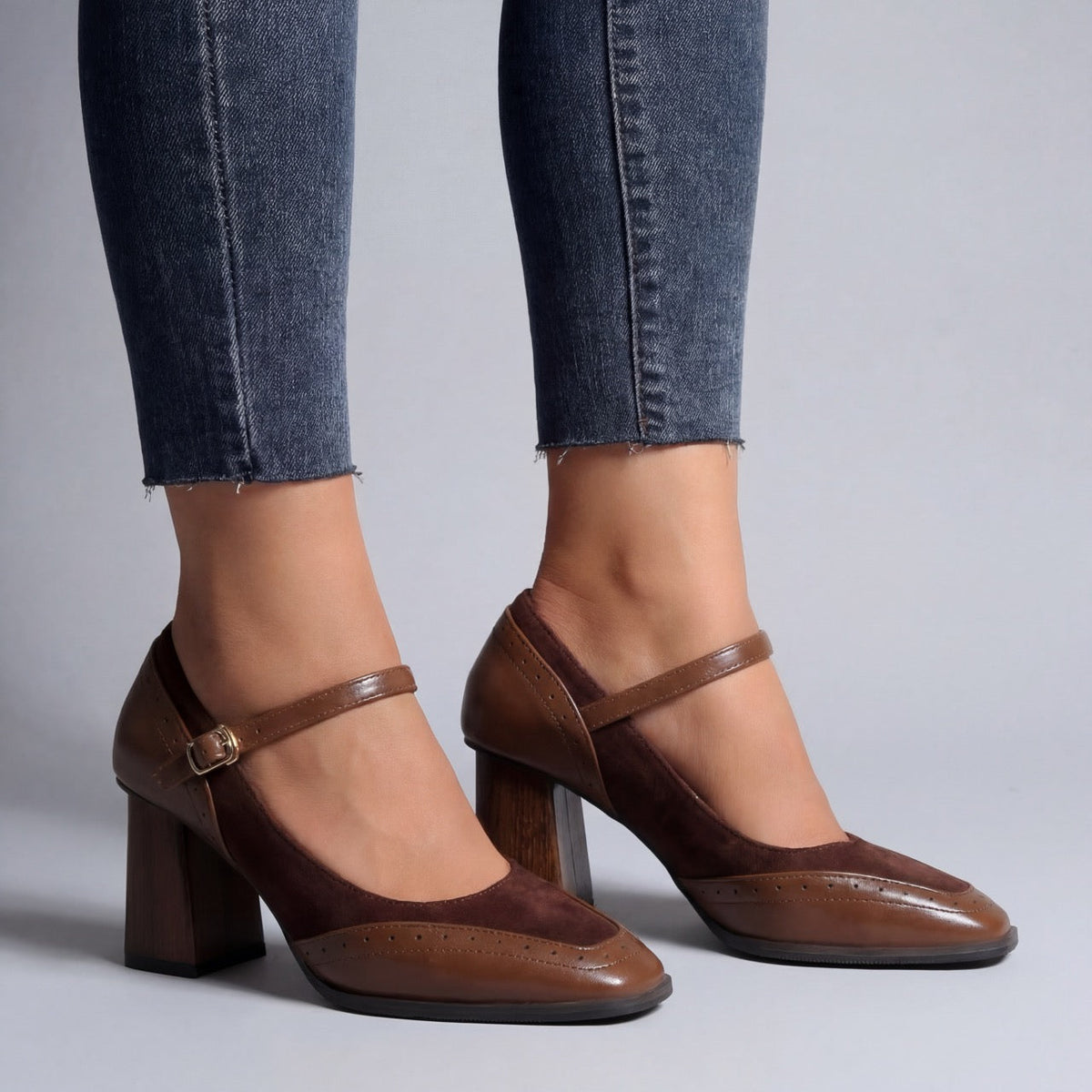 Women's Mary Jane | Square Toe Block Heel Buckle Strap