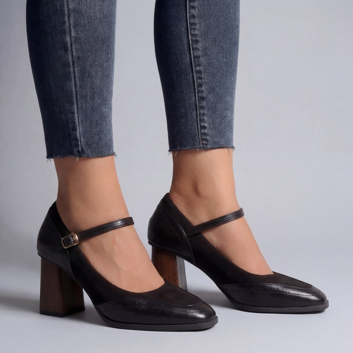 Women's Mary Jane | Square Toe Block Heel Buckle Strap