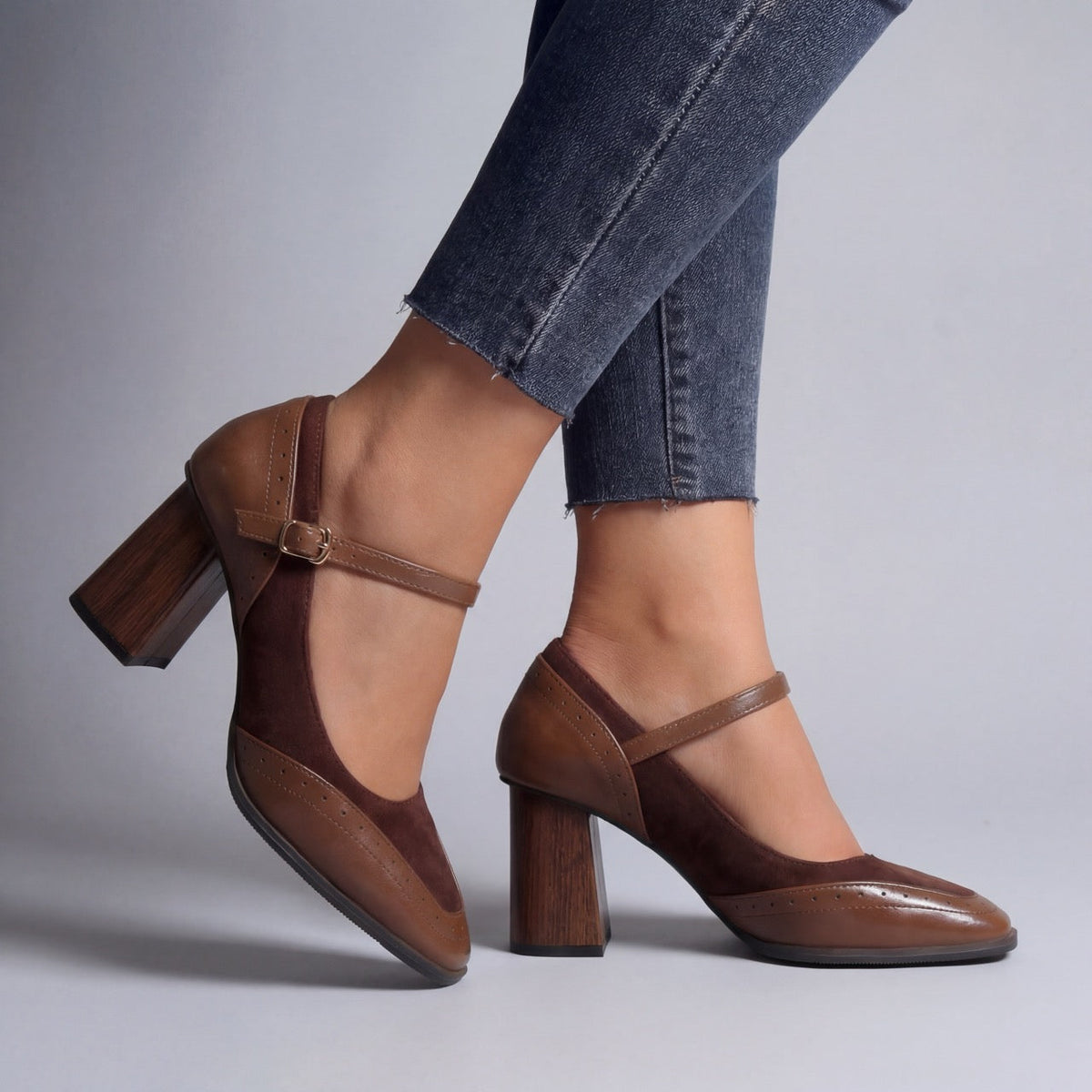 Women's Mary Jane | Square Toe Block Heel Buckle Strap