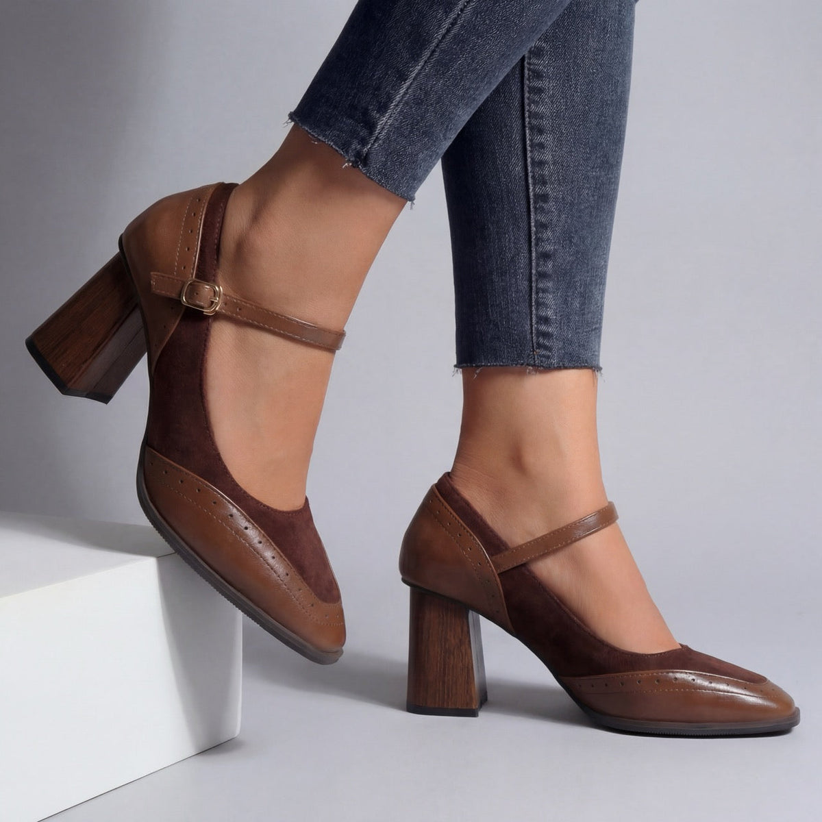 Women's Mary Jane | Square Toe Block Heel Buckle Strap