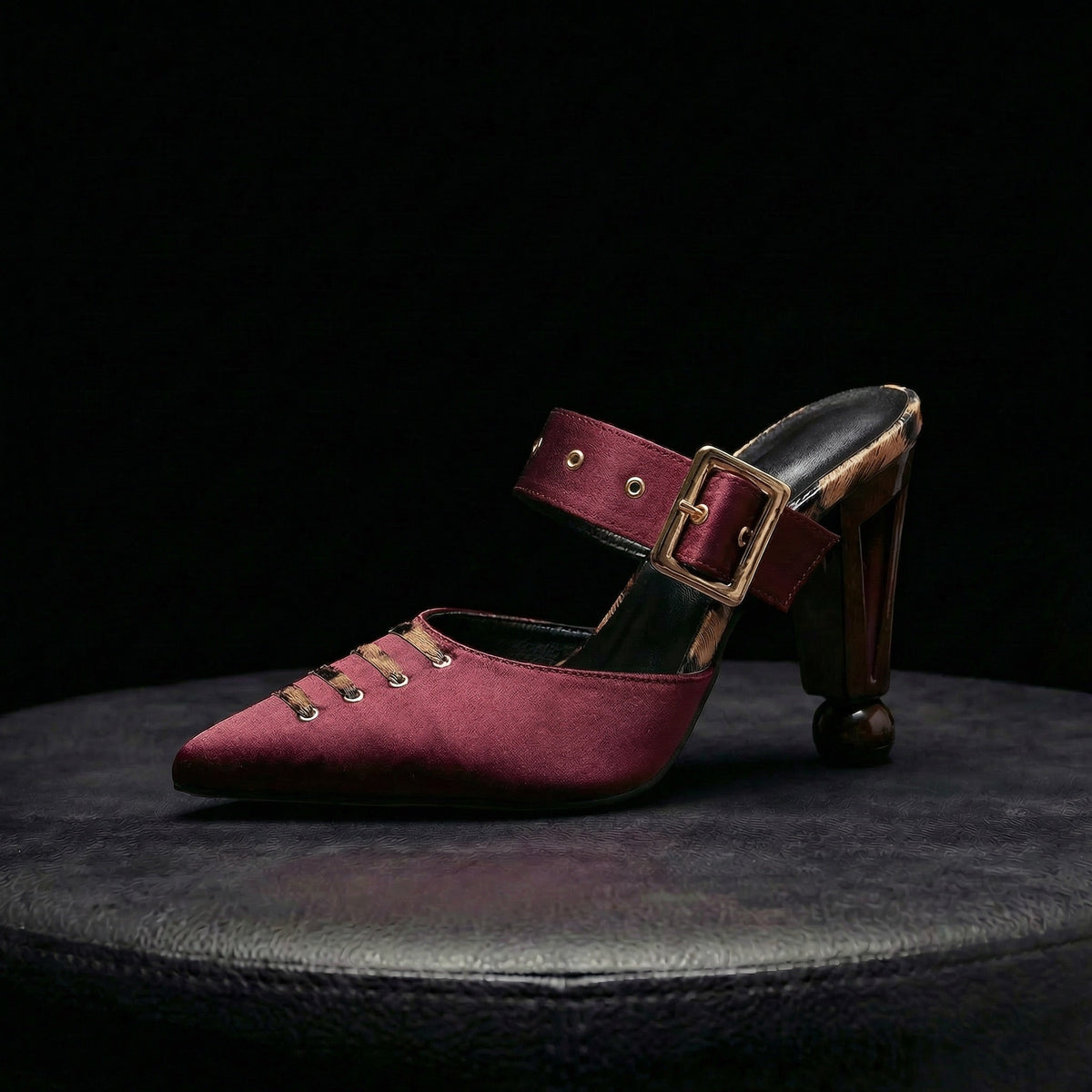 Women's Mules | Pointed Toe Buckle Strap Heel