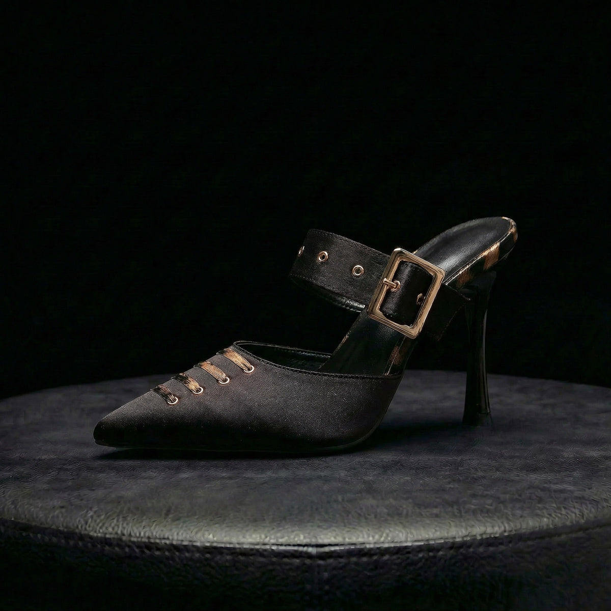 Women's Mules | Pointed Toe Buckle Strap Heel
