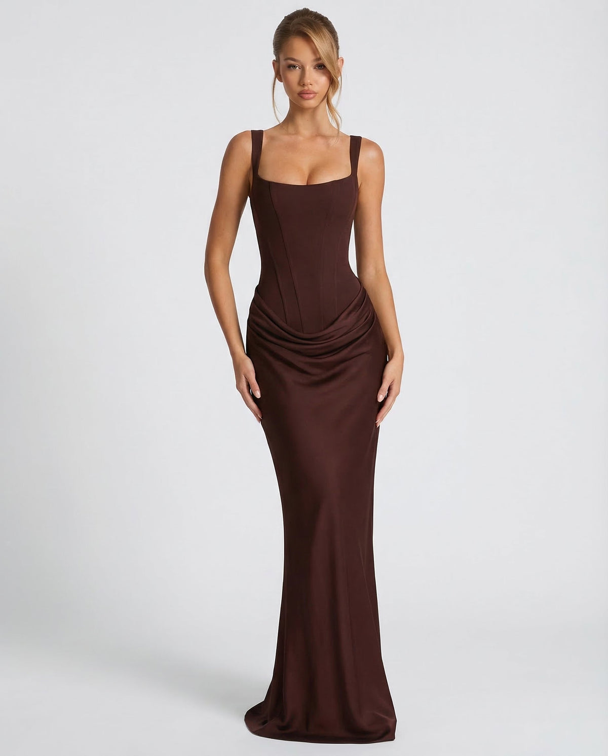 Women's Mother Of The Groom Dress | Maxi Square Neck Draped