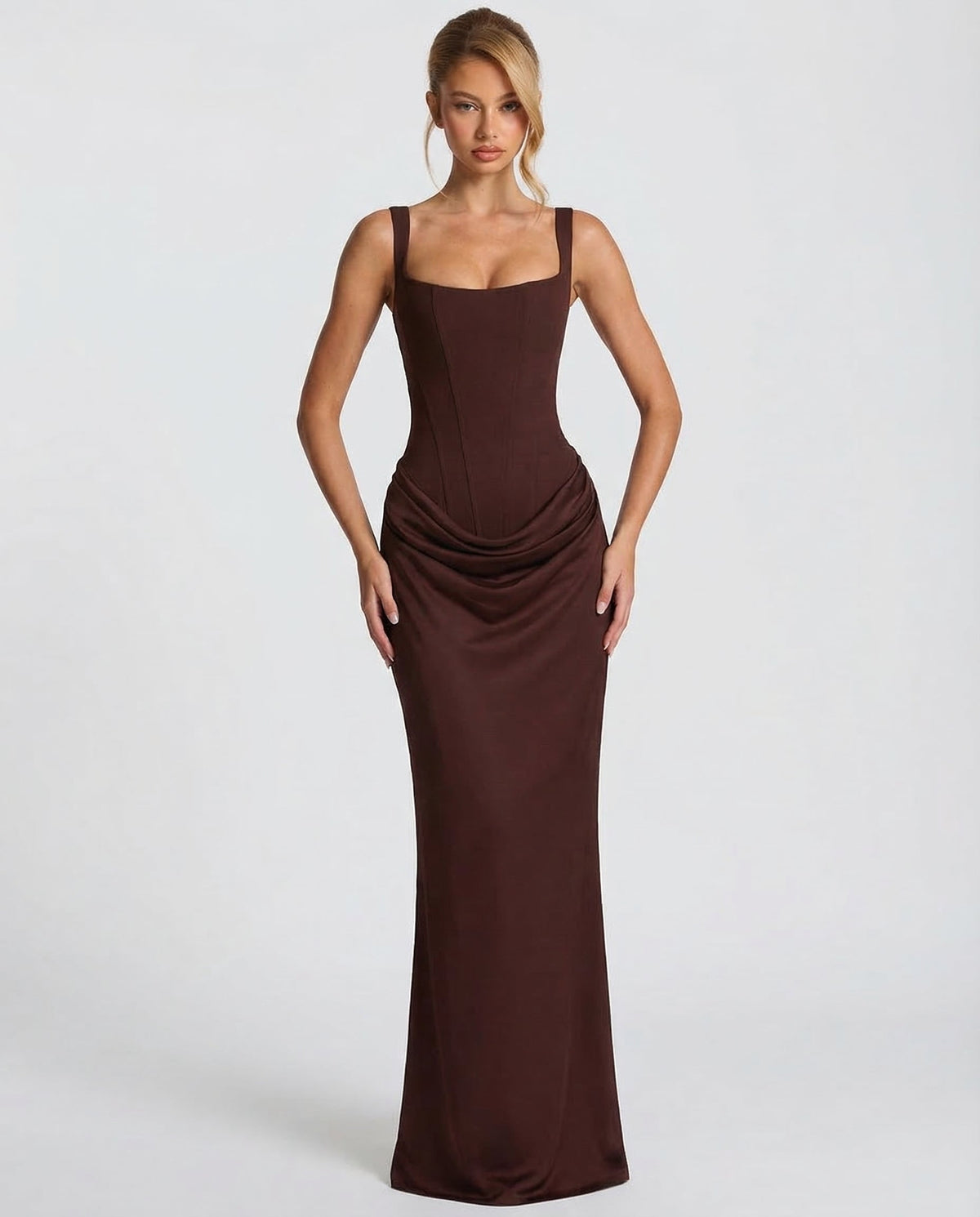 Women's Mother Of The Groom Dress | Maxi Square Neck Draped