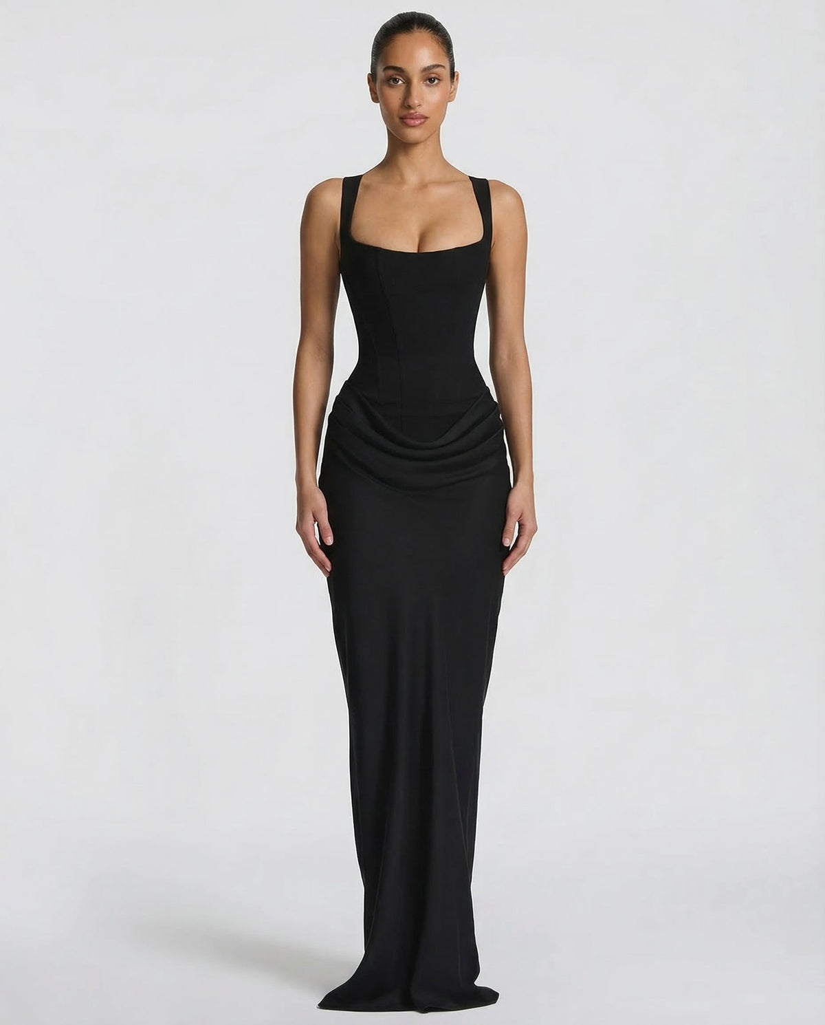 Women's Mother Of The Groom Dress | Maxi Square Neck Draped