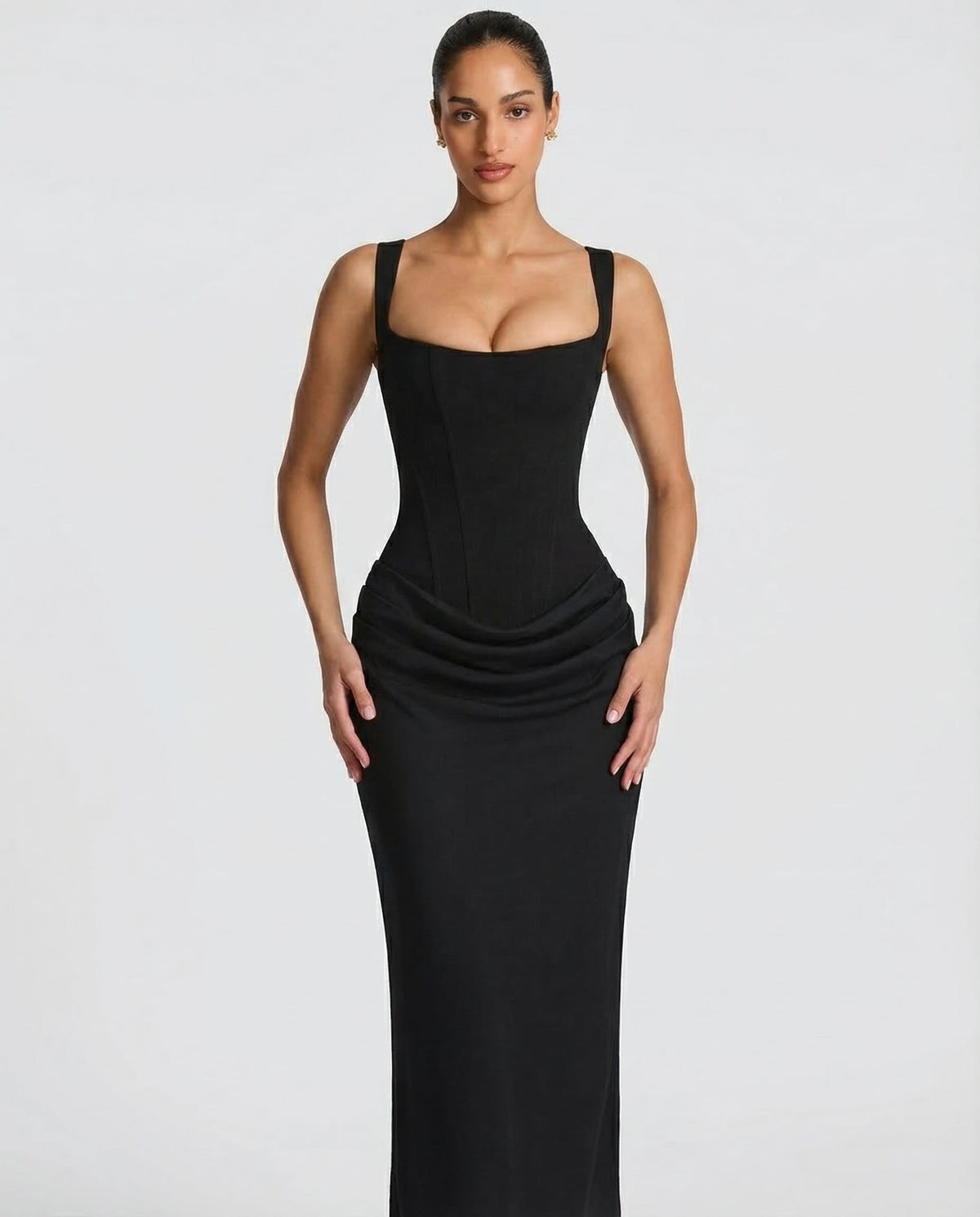 Women's Mother Of The Groom Dress | Maxi Square Neck Draped