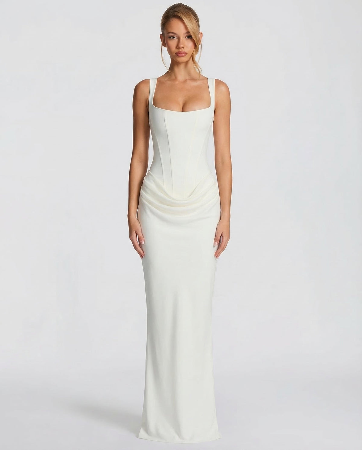 Women's Mother Of The Groom Dress | Maxi Square Neck Draped
