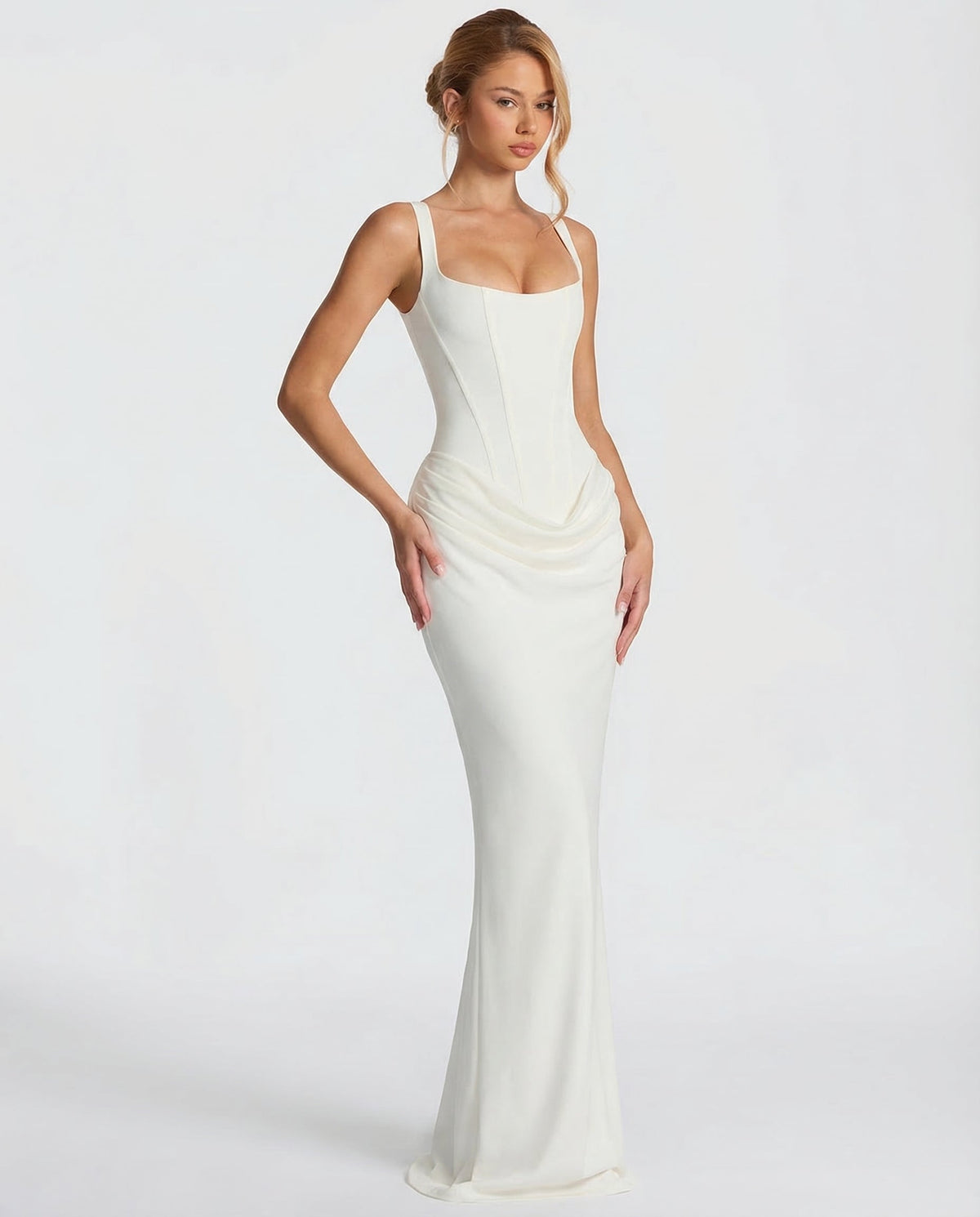 Women's Mother Of The Groom Dress | Maxi Square Neck Draped