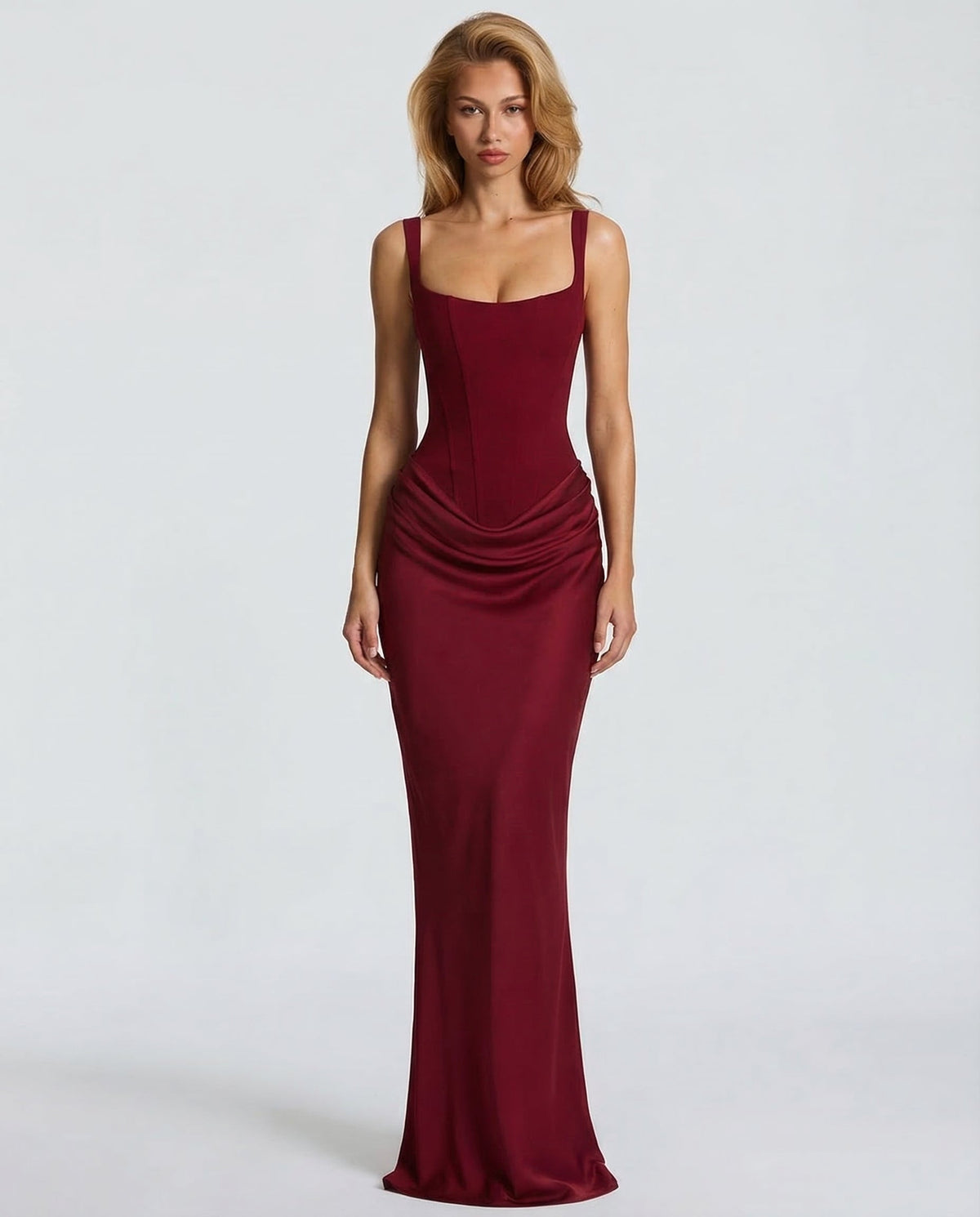 Women's Mother Of The Groom Dress | Maxi Square Neck Draped