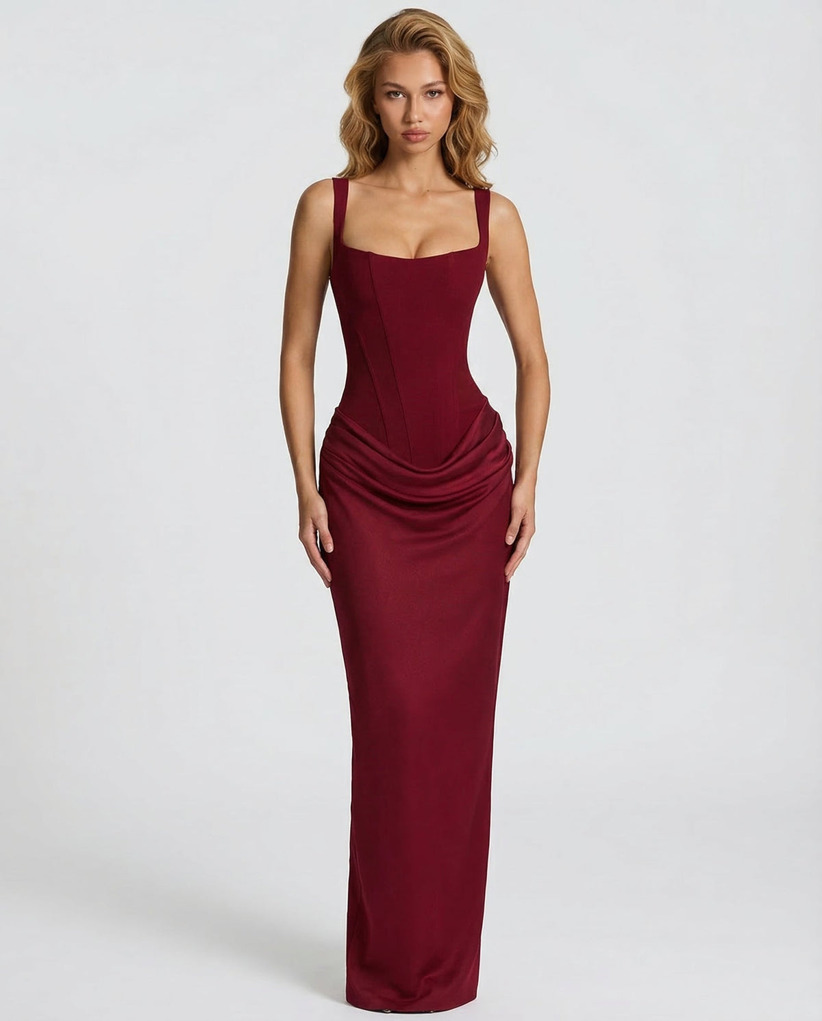 Women's Mother Of The Groom Dress | Maxi Square Neck Draped