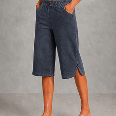 Women's Capri Pants | Relaxed Wide-Leg Elastic Waist Cropped