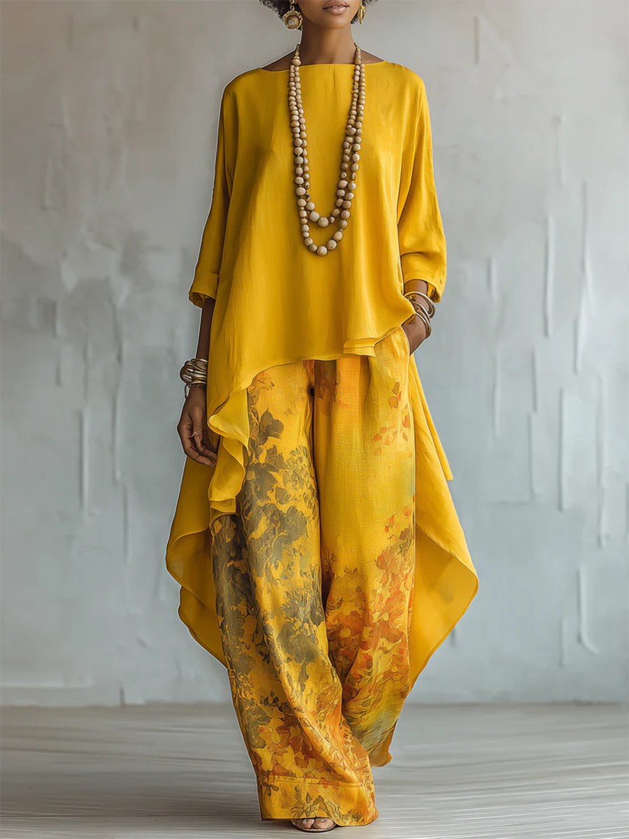 Women's Co Ord Set | Maxi Pants Relaxed Drape Soft Knit
