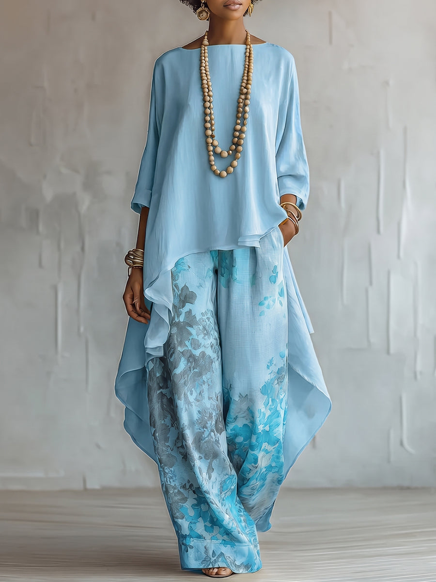 Women's Co Ord Set | Maxi Pants Relaxed Drape Soft Knit