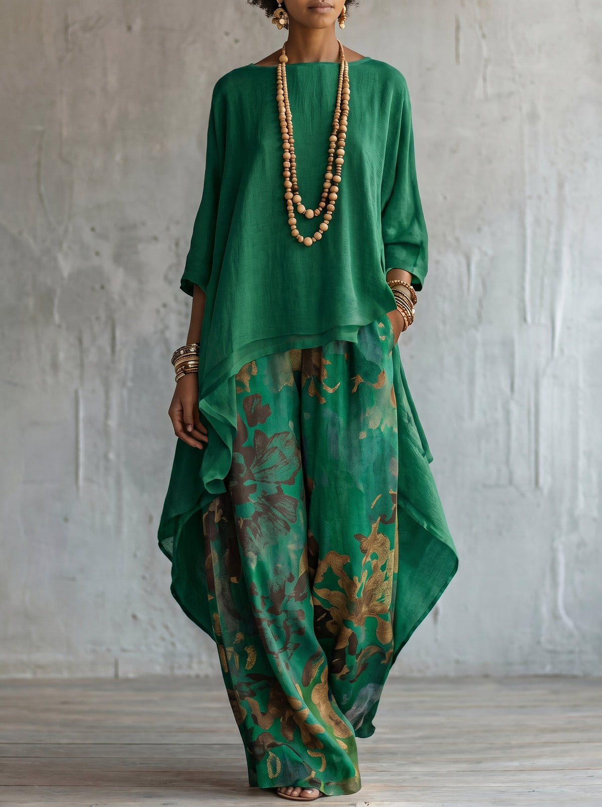 Women's Co Ord Set | Maxi Pants Relaxed Drape Soft Knit