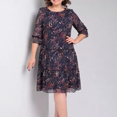 Women's Floral Dress | Midi Length Three Quarter Sleeve Paisley Print