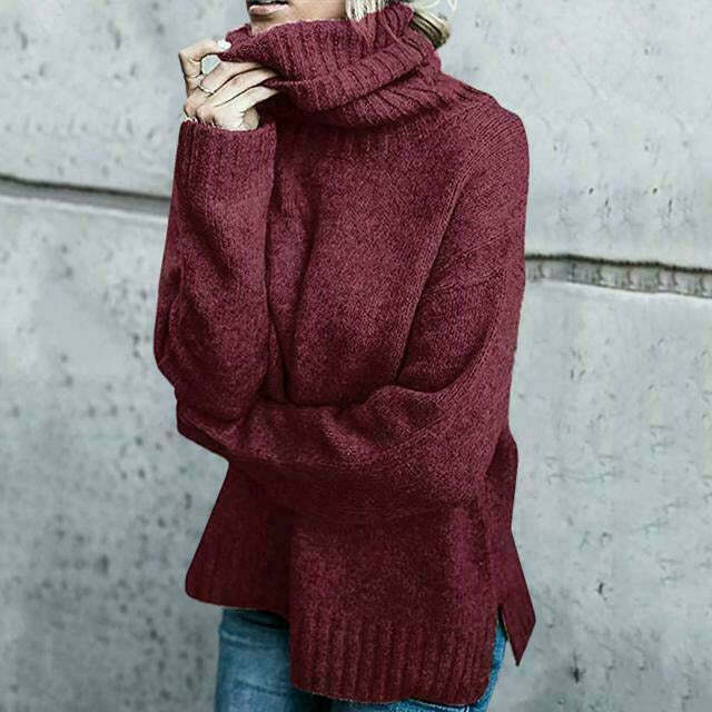 Women's Wool Sweater | Turtleneck Oversized Knit Relaxed Fit