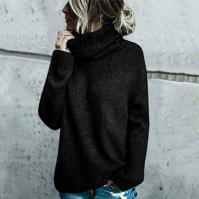Women's Wool Sweater | Turtleneck Oversized Knit Relaxed Fit