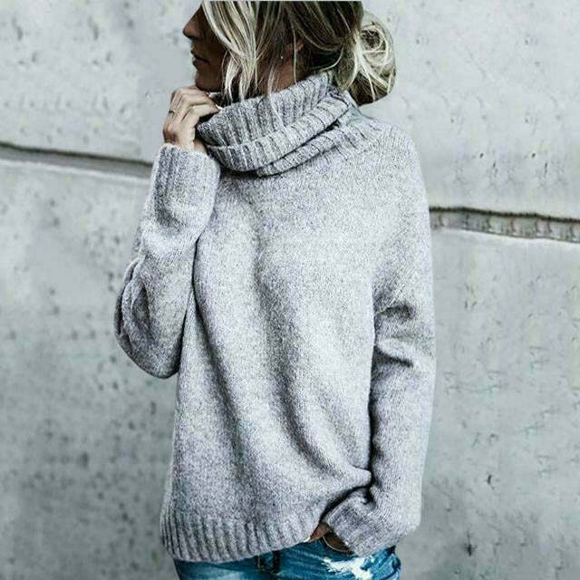 Women's Wool Sweater | Turtleneck Oversized Knit Relaxed Fit
