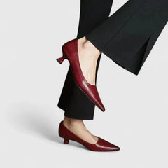 Women's Kitten Heels | Pointed Toe Kitten Heel Leather Upper