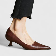Women's Kitten Heels | Pointed Toe Kitten Heel Leather Upper