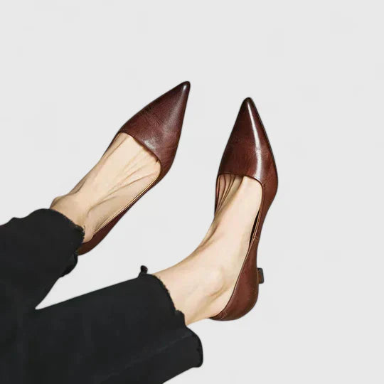 Women's Kitten Heels | Pointed Toe Kitten Heel Leather Upper