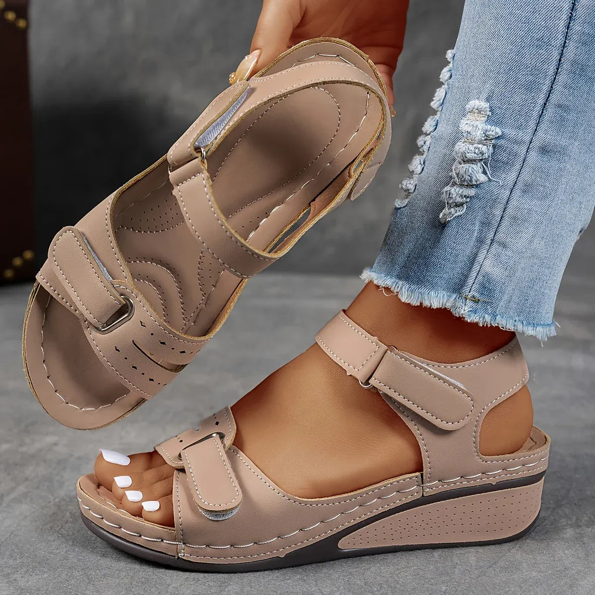 Women's Sandals | Strappy Wedge Sole Open Toe Orthopedic