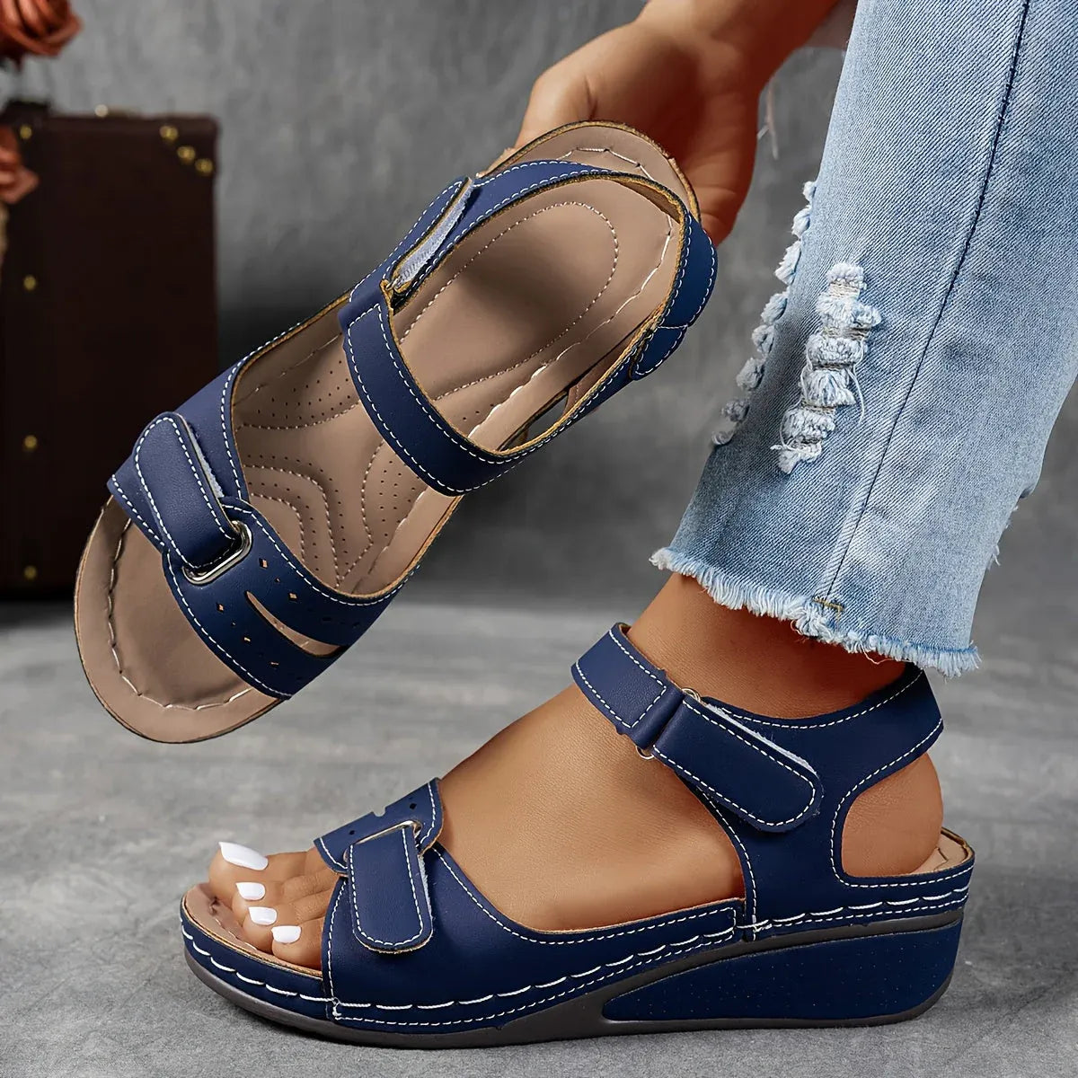 Women's Sandals | Strappy Wedge Sole Open Toe Orthopedic