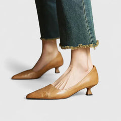 Women's Kitten Heels | Pointed Toe Kitten Heel Leather Upper