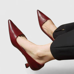 Women's Kitten Heels | Pointed Toe Kitten Heel Leather Upper