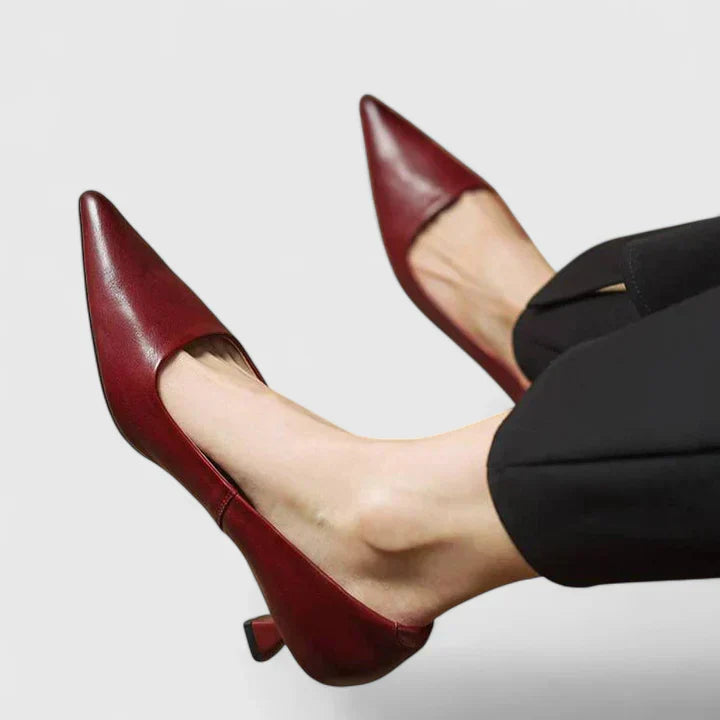 Women's Kitten Heels | Pointed Toe Kitten Heel Leather Upper