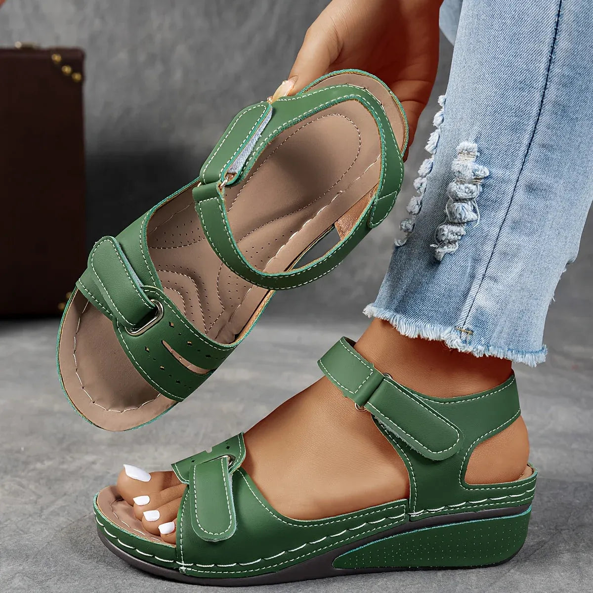 Women's Sandals | Strappy Wedge Sole Open Toe Orthopedic