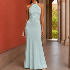 Odette-Rae Halter Maxi Dress - Blue Lagoon