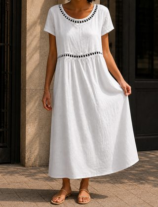 Valentina-Claire Empire Dress - White