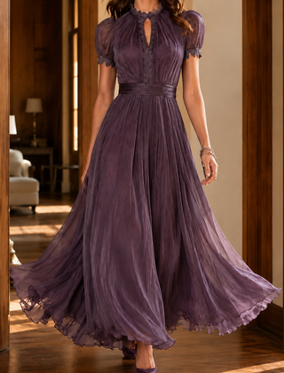 Theodora-Mae Keyhole Maxi Dress - Purple