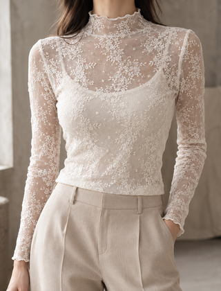 Anouk-Faye Mock Neck Top - White