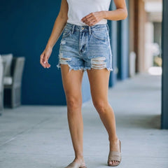 Celeste Distressed Shorts - Light Color