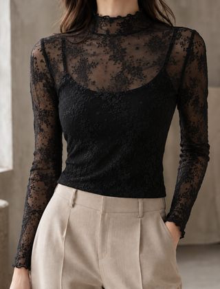 Anouk-Faye Mock Neck Top - Black
