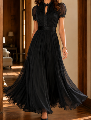 Theodora-Mae Keyhole Maxi Dress - Black