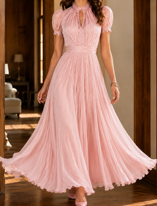 Theodora-Mae Keyhole Maxi Dress - Pink