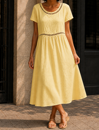 Valentina-Claire Empire Dress - Yellow