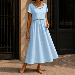 Valentina-Claire Empire Dress - Blue