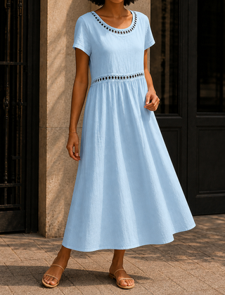 Valentina-Claire Empire Dress - Blue
