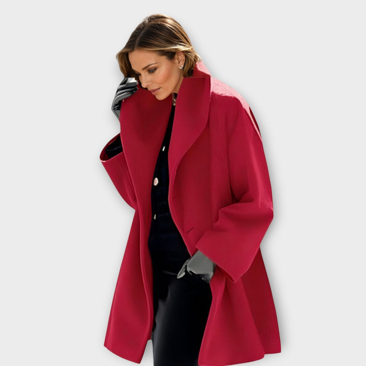 Women's Winter Coat | Shawl Collar Open Front Bell Sleeve