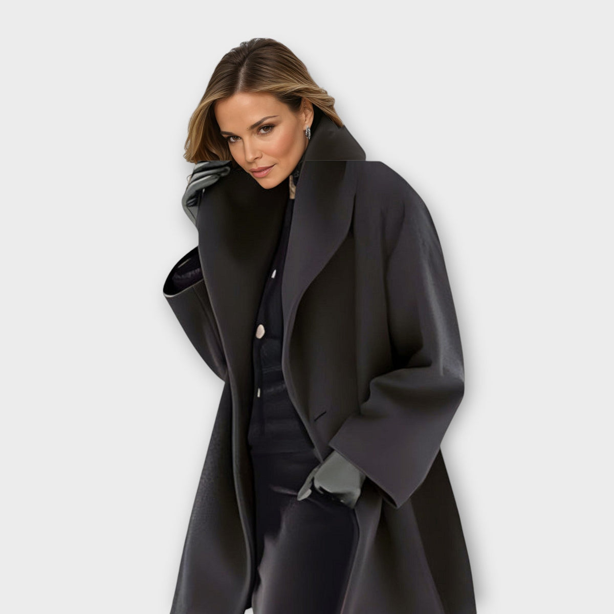 Women's Winter Coat | Shawl Collar Open Front Bell Sleeve