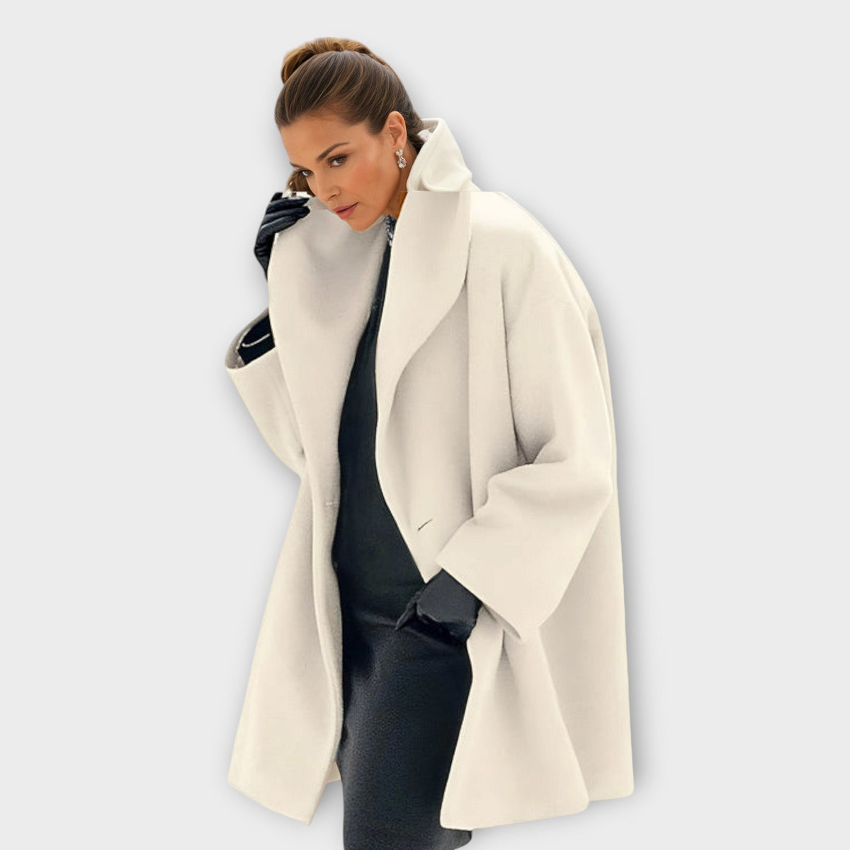 Women's Winter Coat | Shawl Collar Open Front Bell Sleeve