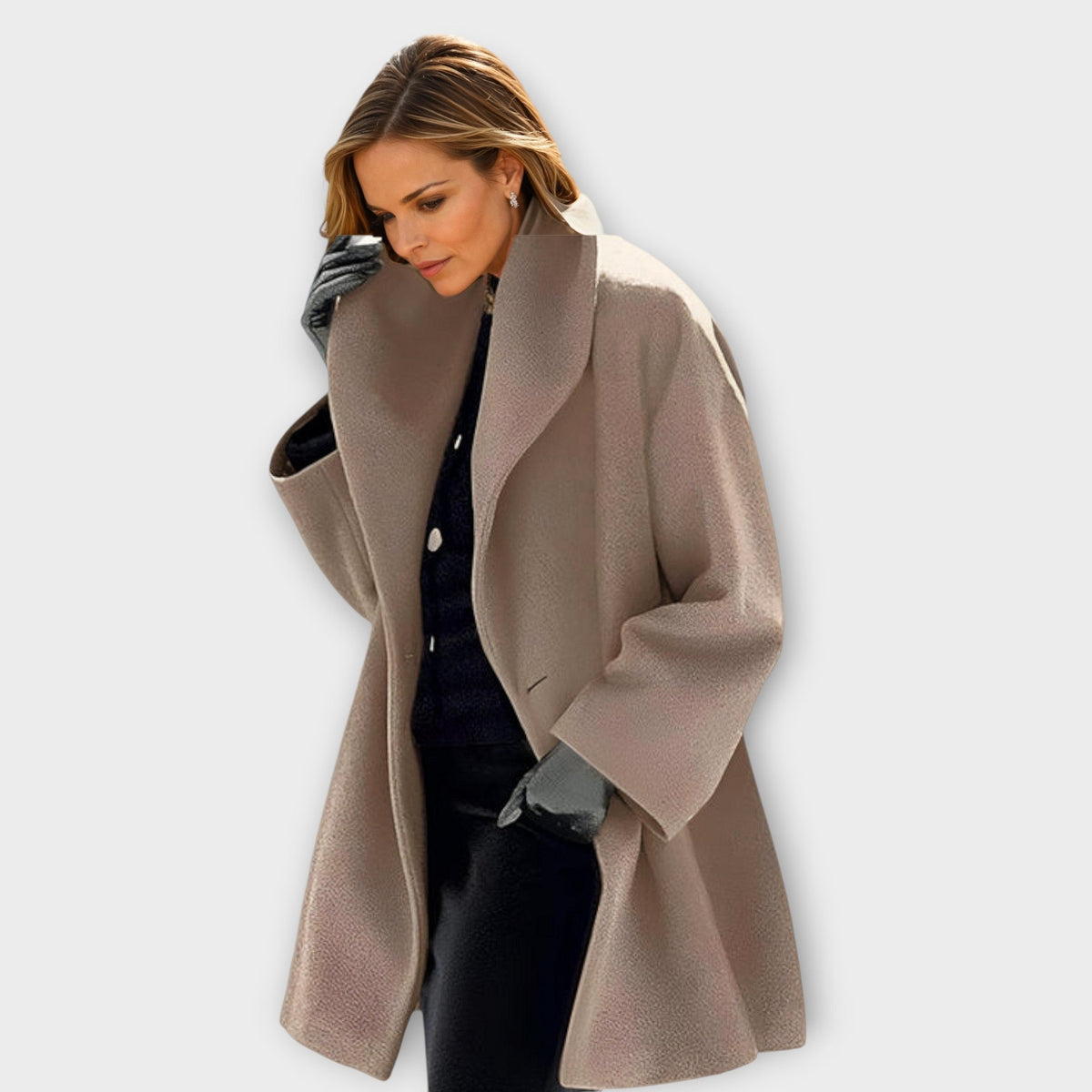 Women's Winter Coat | Shawl Collar Open Front Bell Sleeve