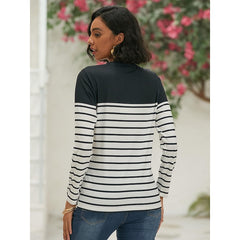 Women's Long Sleeve Top | Crew Neck Striped Knit