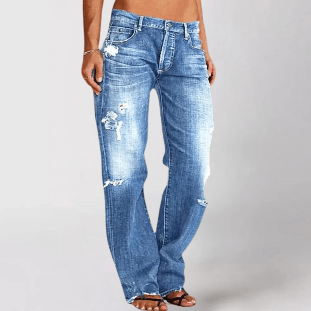 Women's Baggy Jeans | Relaxed Fit Wide-Leg Distressed Denim
